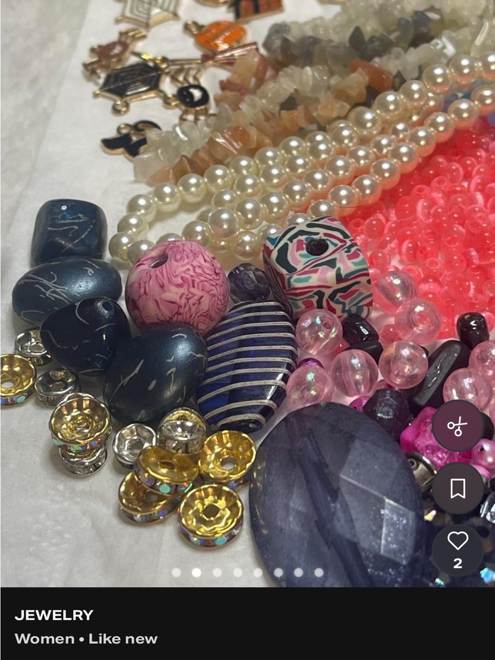 Mixed Beads & Findings Lot - Pink, Black, Pearl, Coral, Blue - Picture 5 of 5